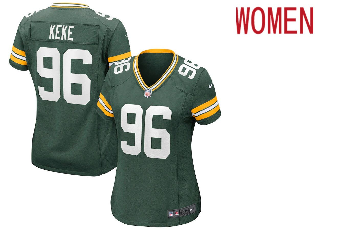 Women Green Bay Packers #96 Kingsley Keke Nike Green Game NFL Jersey->women nfl jersey->Women Jersey